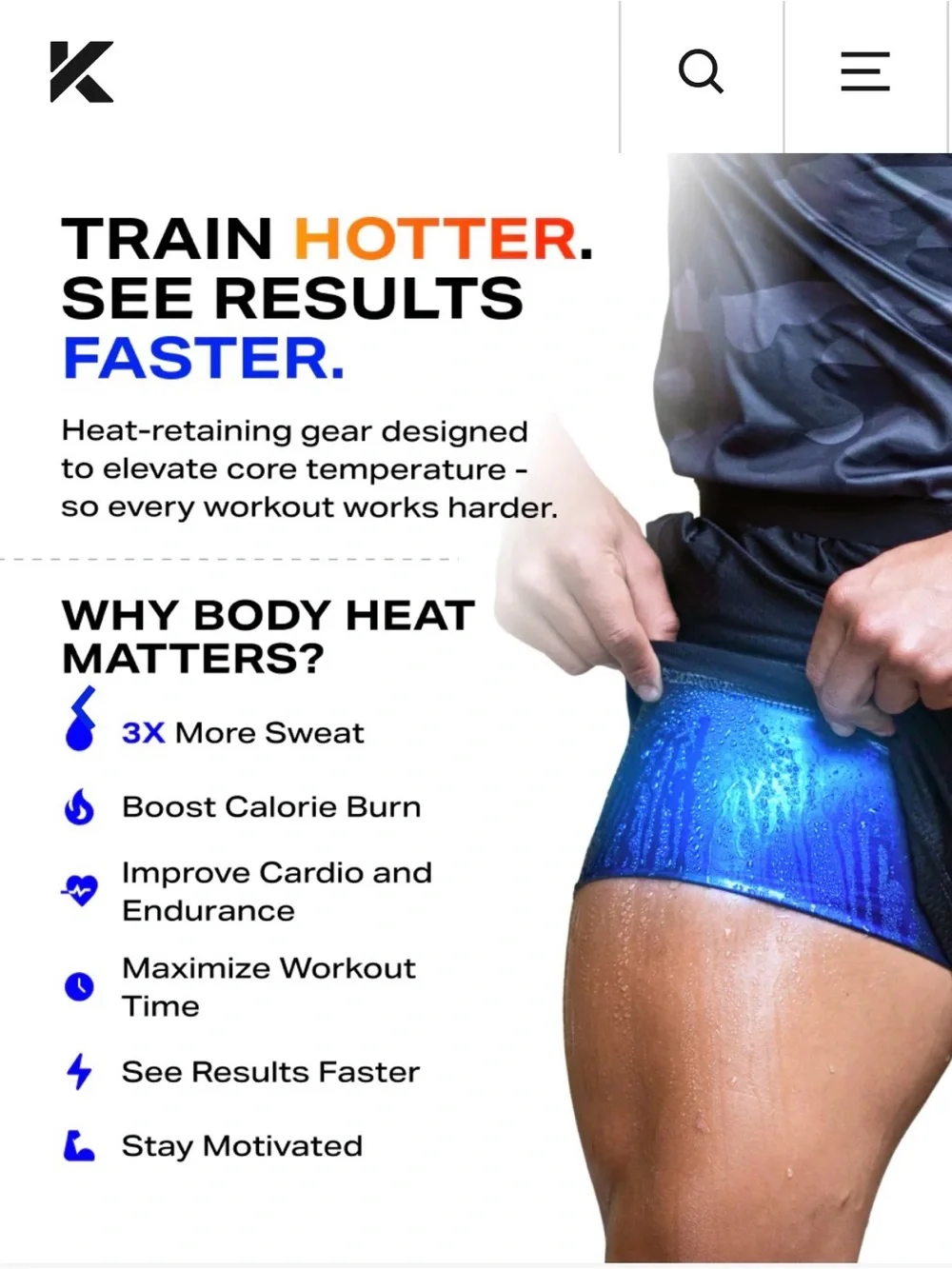 Men's Black Kewlioo Athletic Heat Trapping Sauna Shorts 3XL